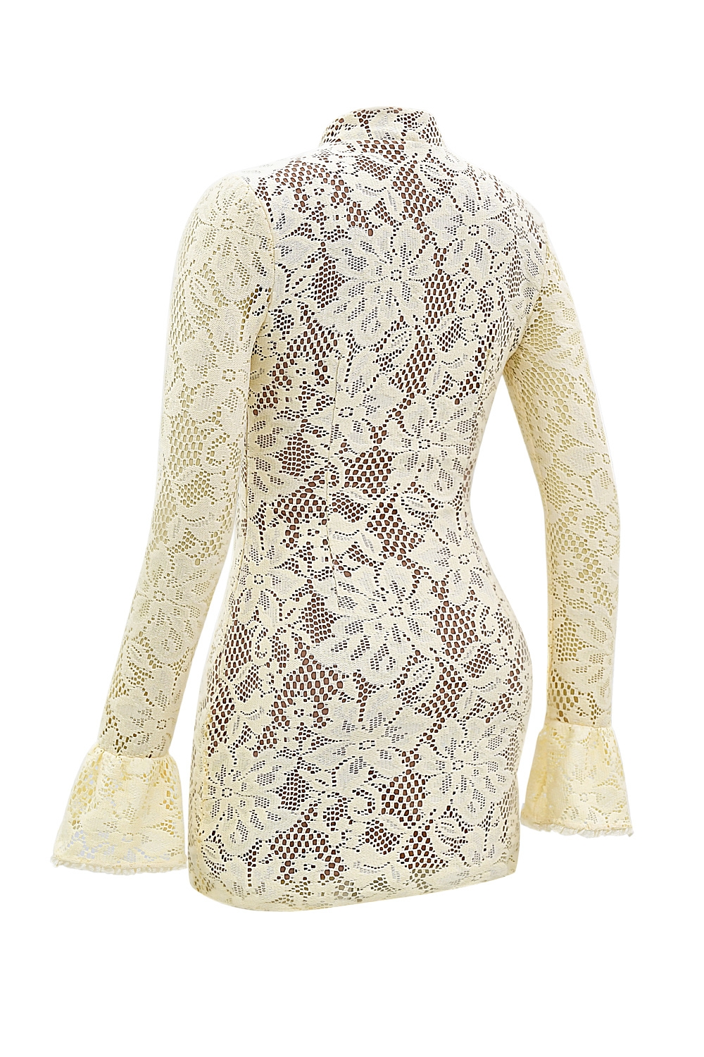 Brianna-Buttermilk Keyhole Lace Mini Dress