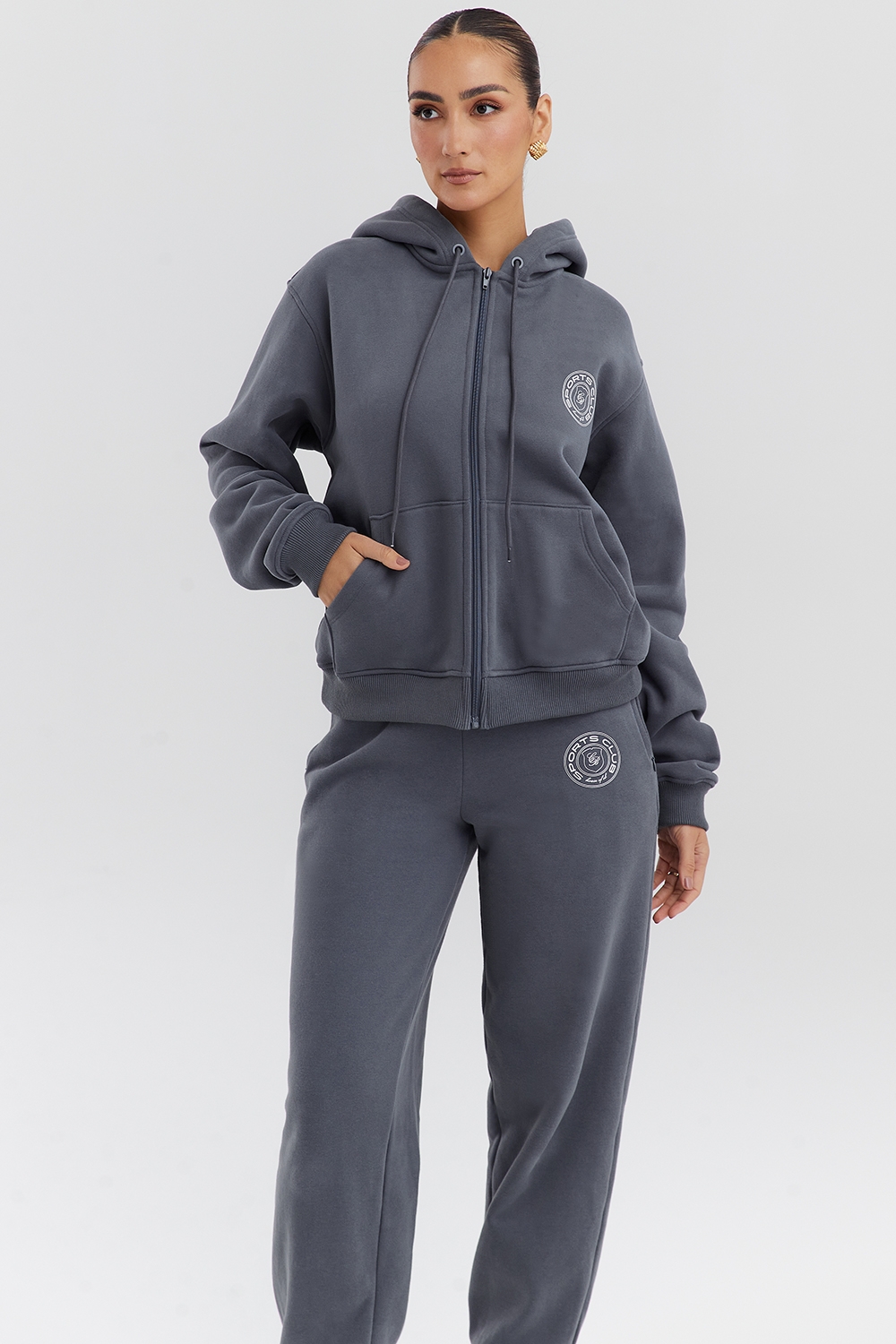 Mirage-Slate Zip Through Hoodie