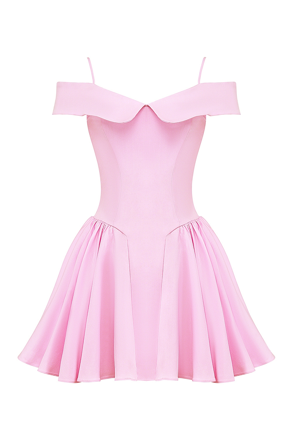 Elida-Cotton Candy Twill Off Shoulder Mini Dress