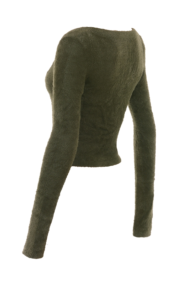 Gene-Khaki Soft Fluffy Knit Cardigan - SALE