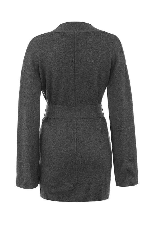 Alaia-Charcoal Cashmere Blend Belted Cardigan - SALE