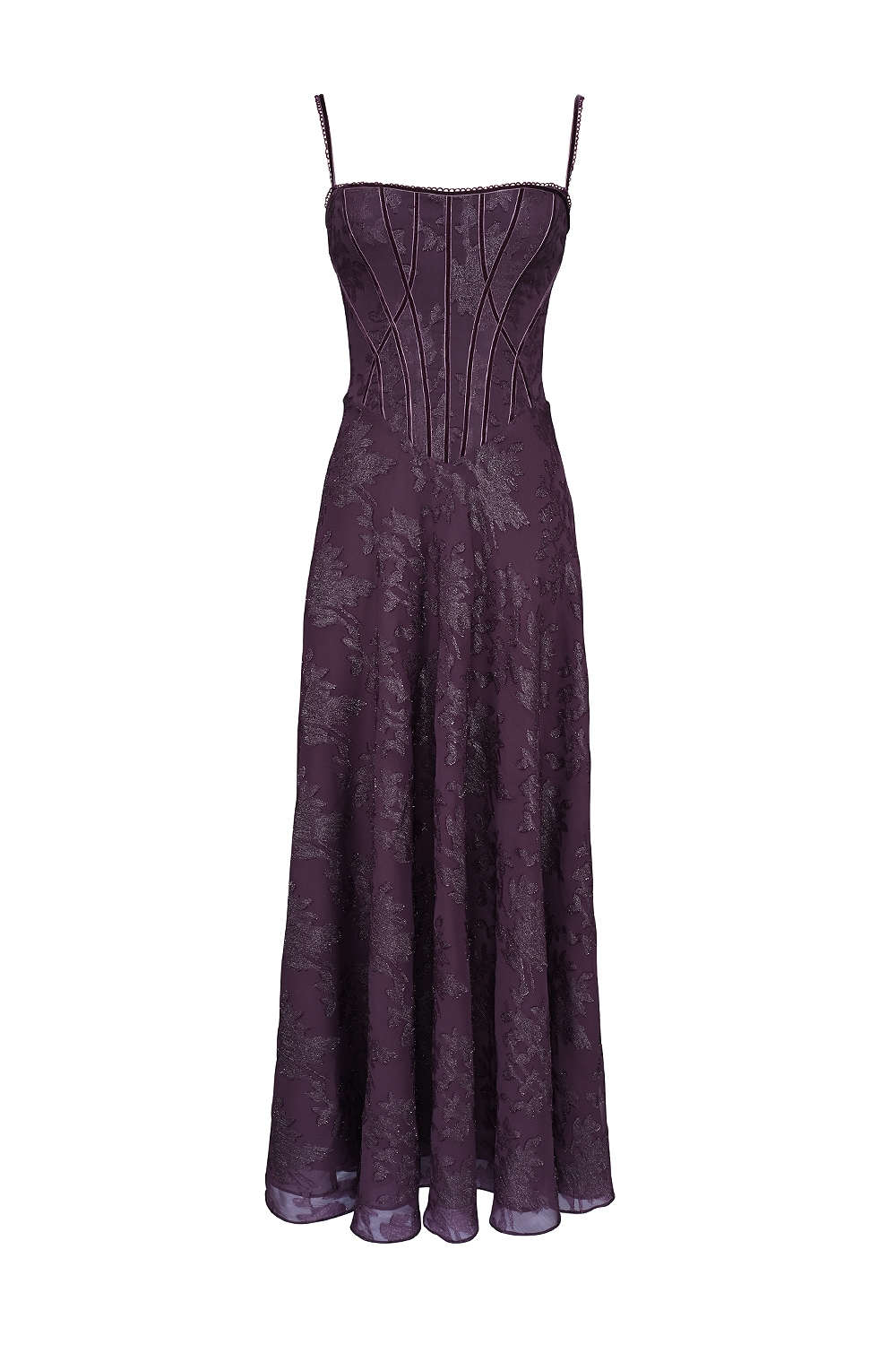 Esme-Grape Lurex Chiffon Maxi Dress