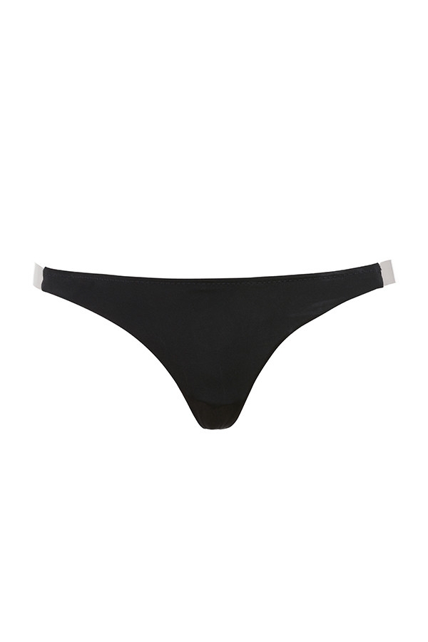 Clear Side- Strap Solution Thong - Black