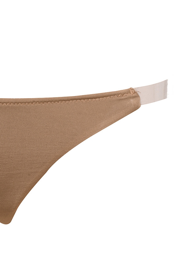 Clear Side-Strap Solution Thong - Caramel