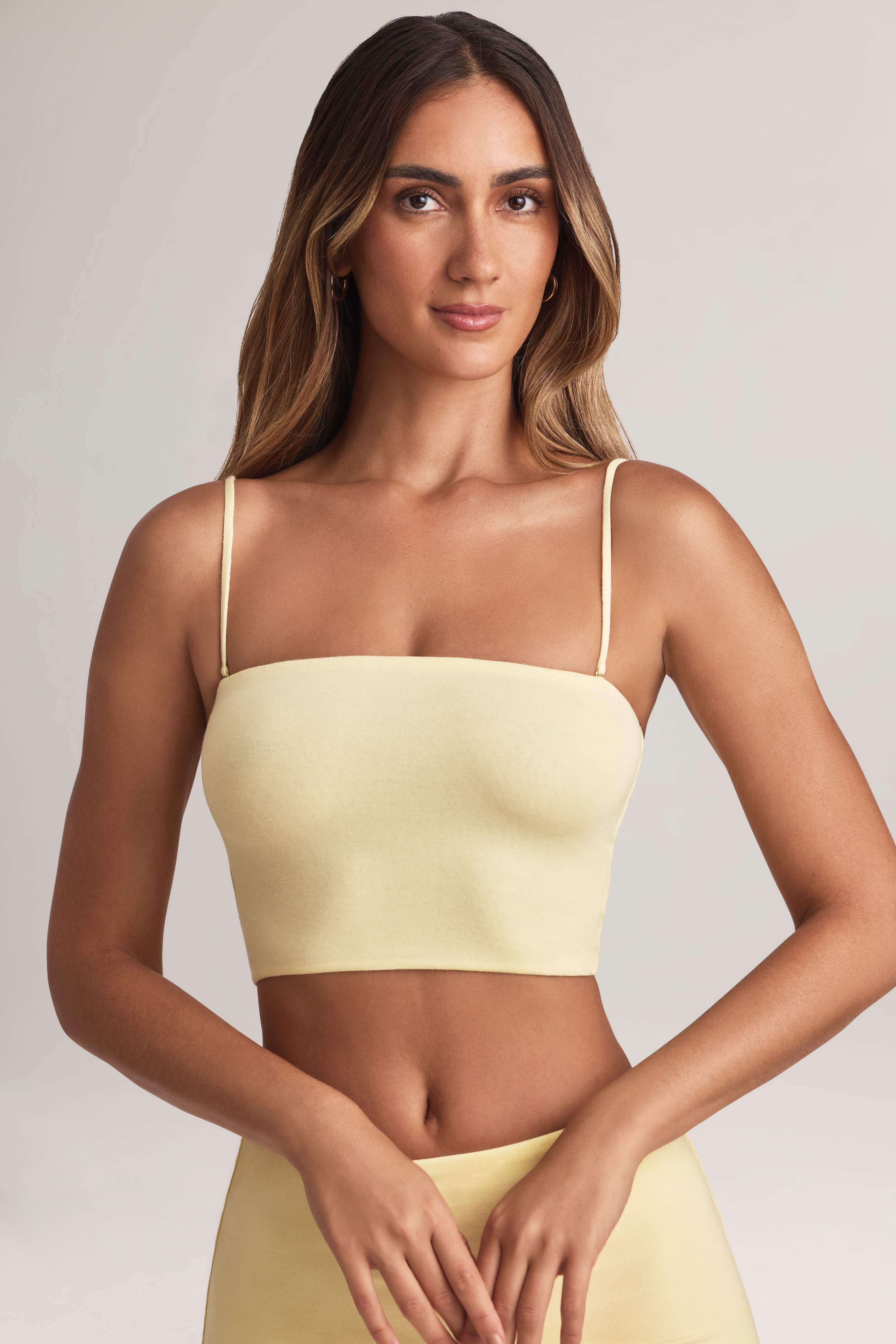 Verna-Modal Strapless Crop Top in Lemon Sherbet