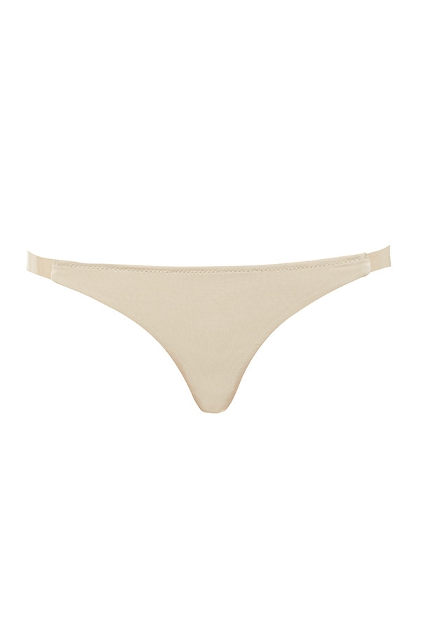 Clear Side- Strap Solution Thong - Beige