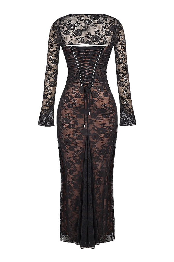 Artemis-Black Lace Maxi Dress