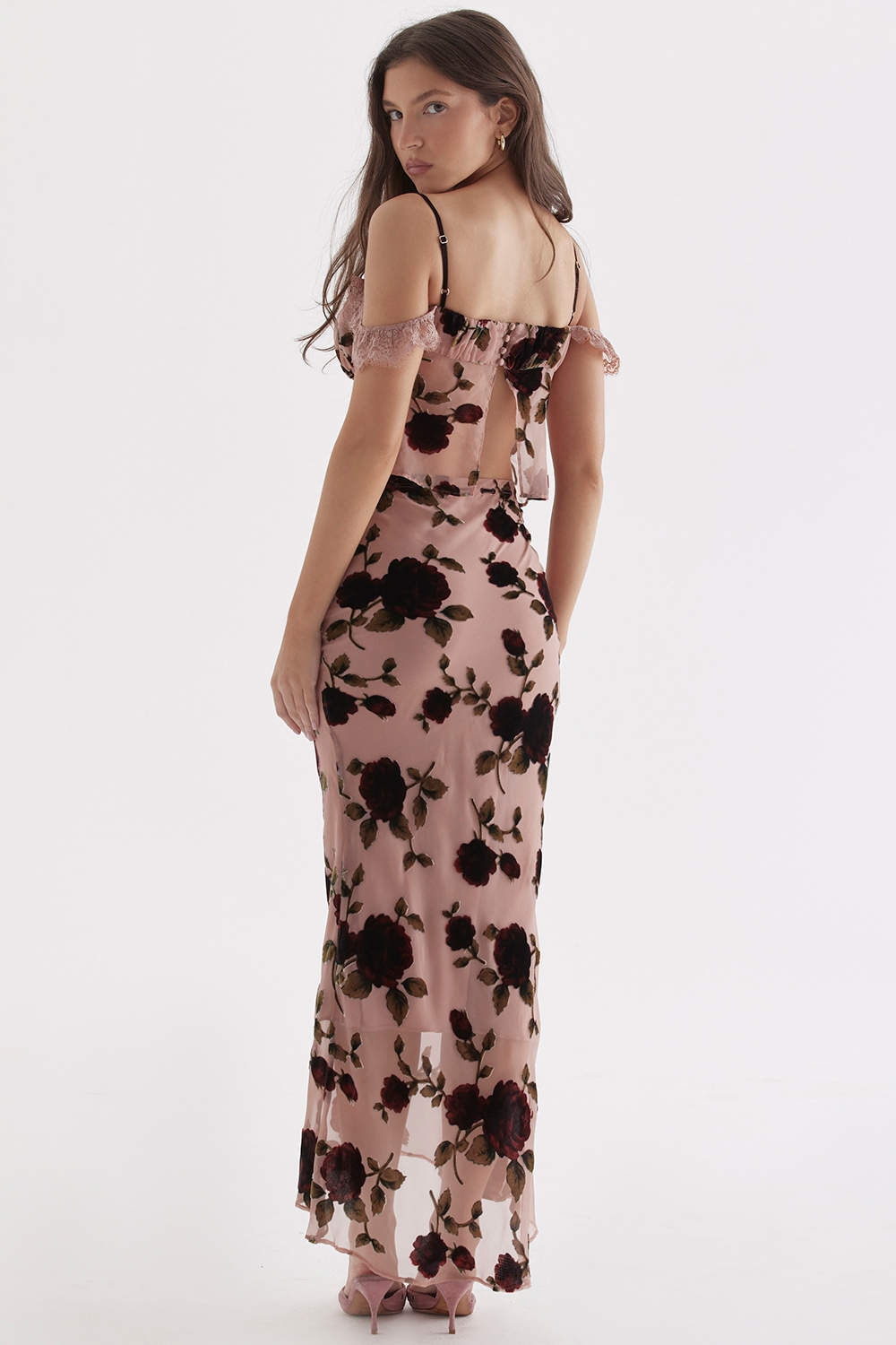 Imaan-Dusty Pink Devore Maxi Skirt