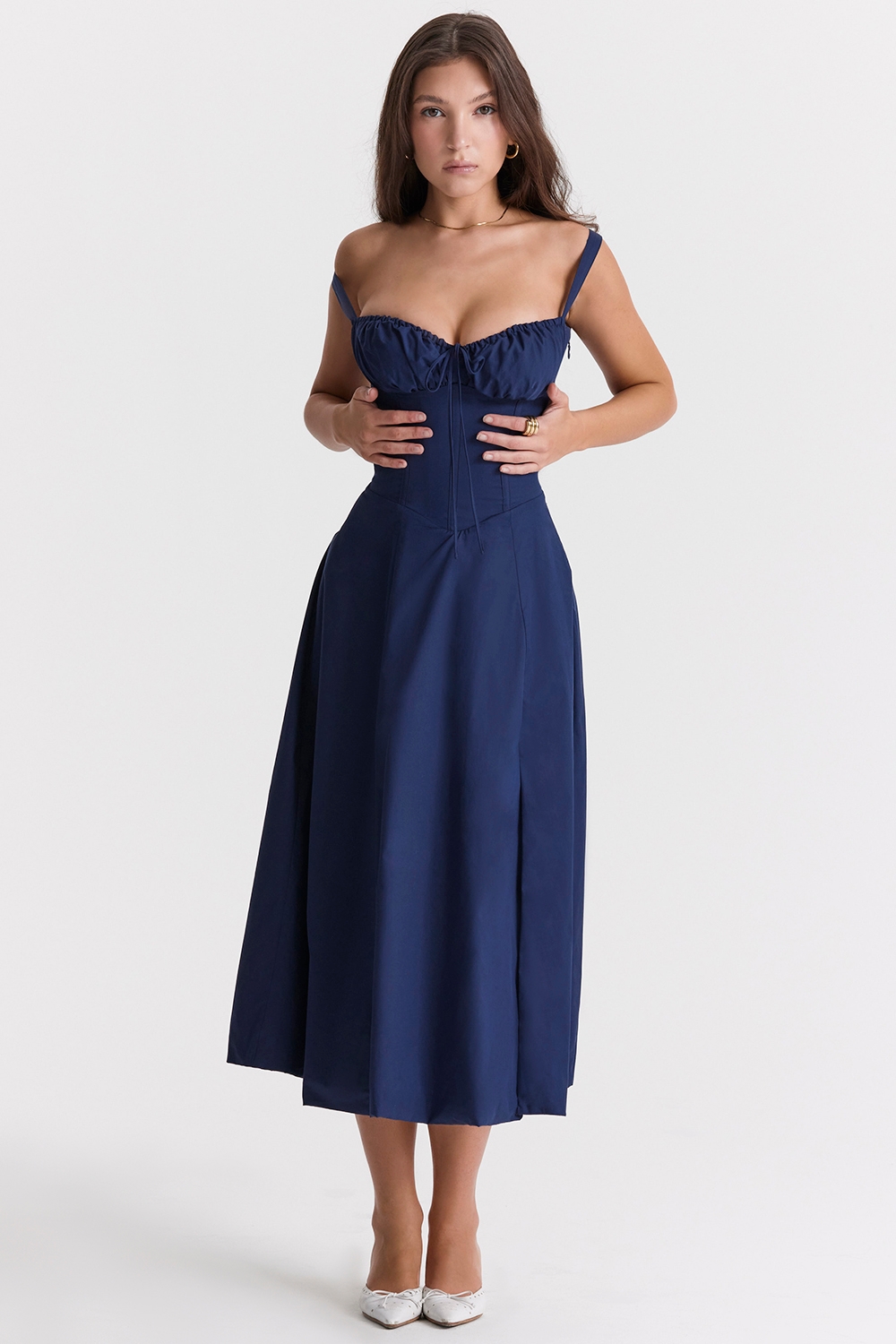 Carmen-French Navy Bustier Sundress