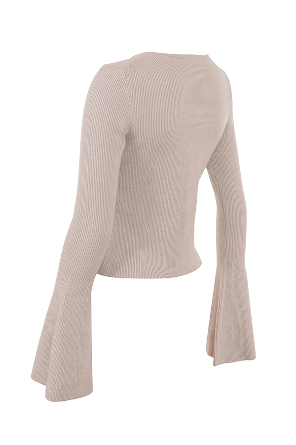Aster-Biscuit Wool Cashmere Long Sleeve Cardigan