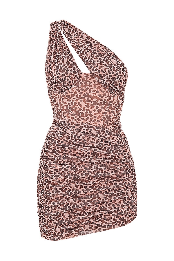 Clementine-Animal Print Cut Out Mini Dress