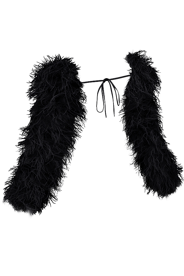 Ash-Black Marabou Sleeve Jacket