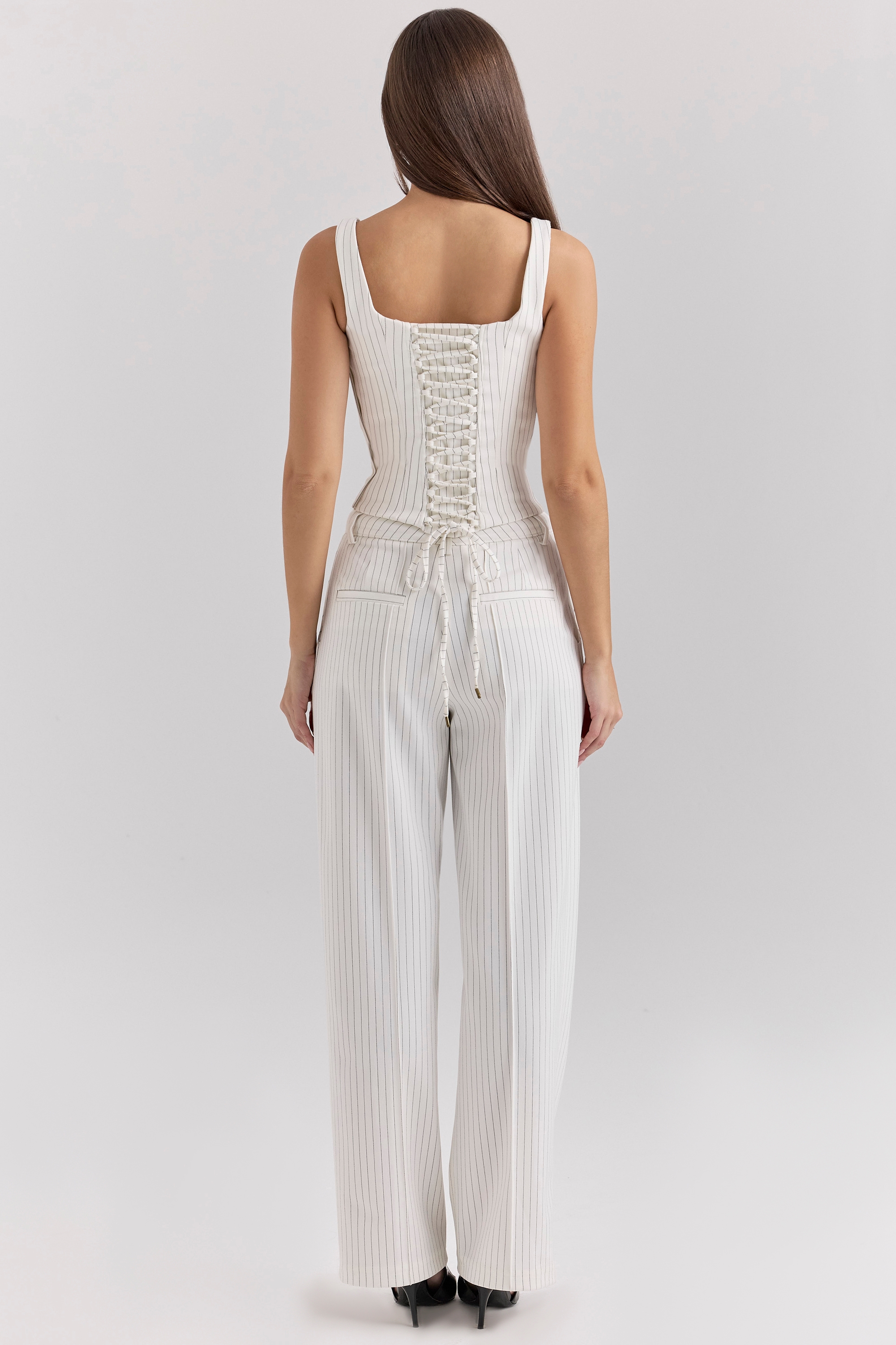 Hayden-White Pinstripe High Waist Tailored Trousers