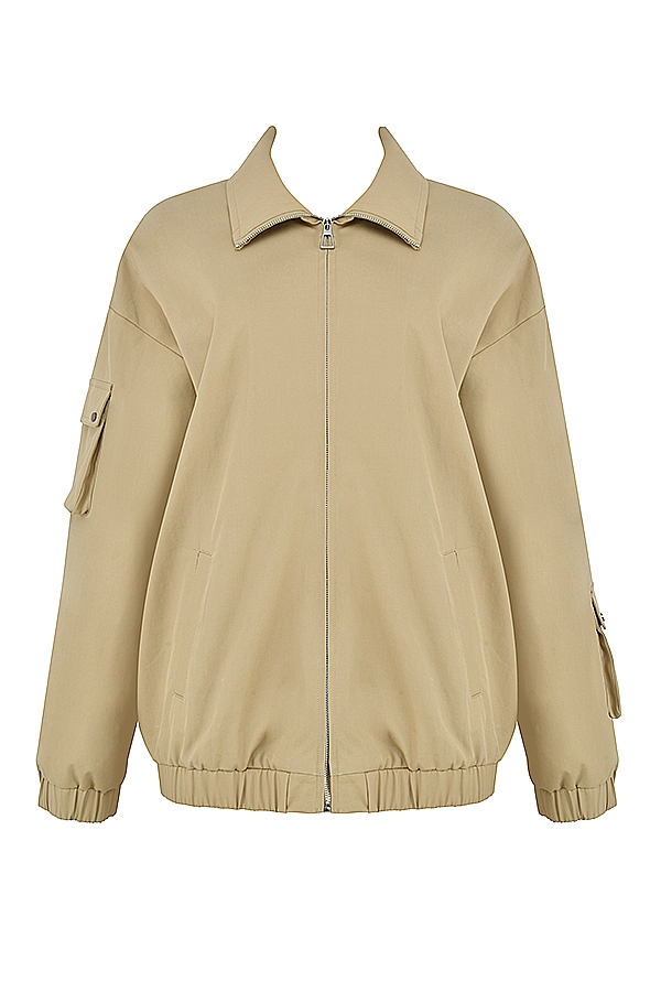 Cami-Taupe Oversized Track Jacket