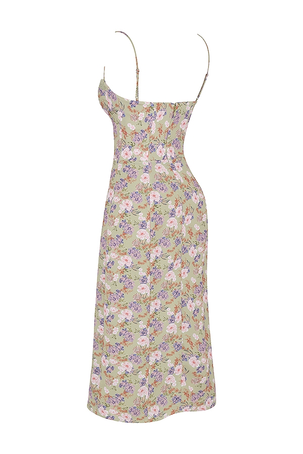 Charlotte-Peony Print  Midi Sundress