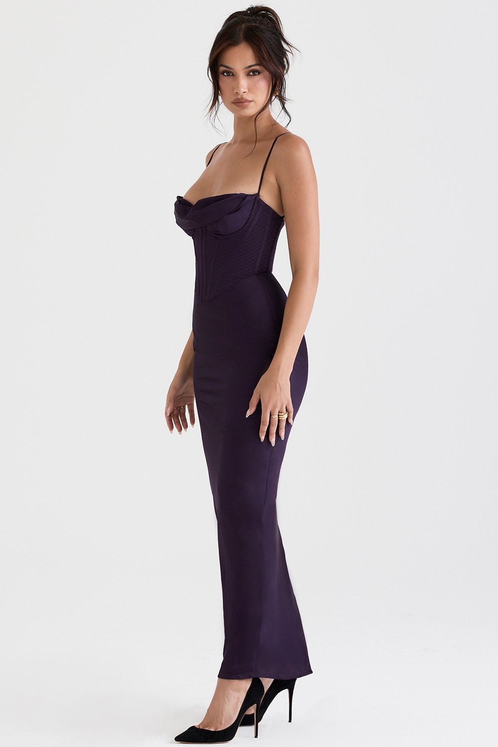 Charmaine-Night Shade Corset Maxi Dress