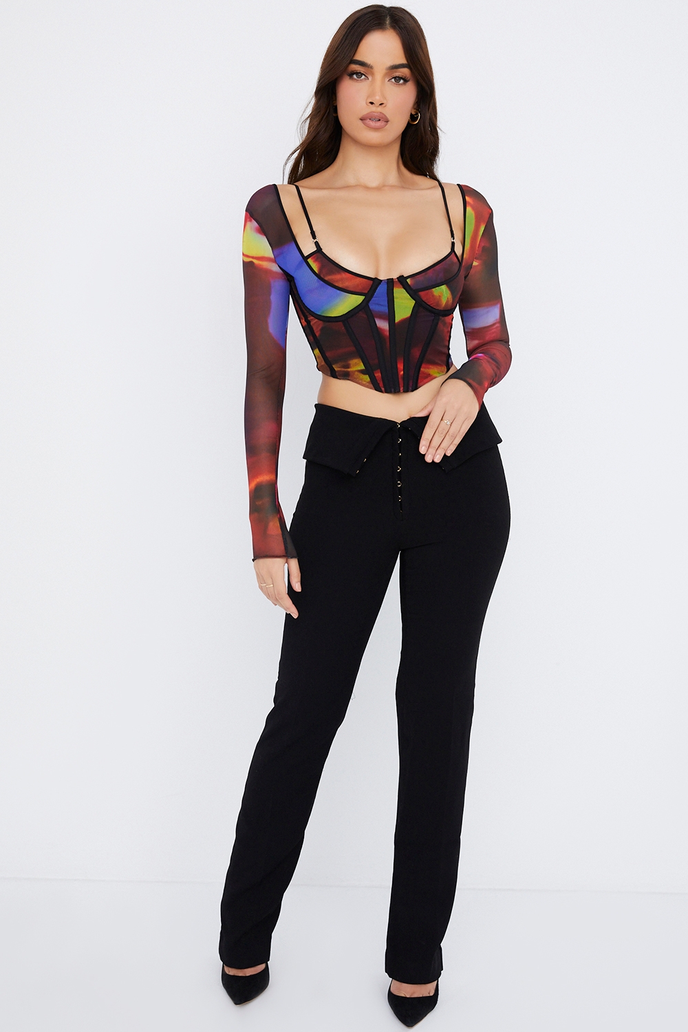 Ava-Black Fold Front Trousers