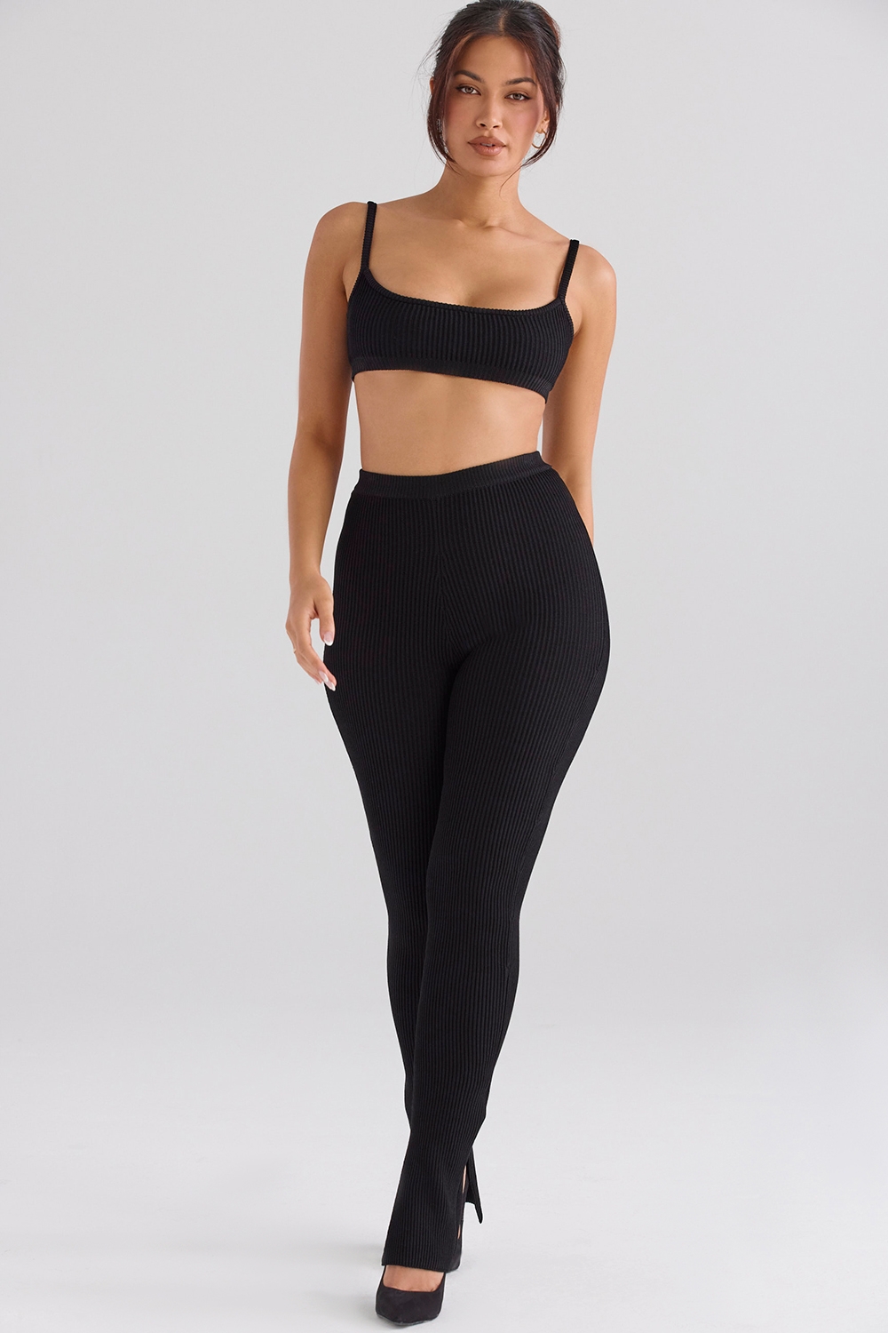Mitzi-Black Ribbed Knit Leggings - SALE