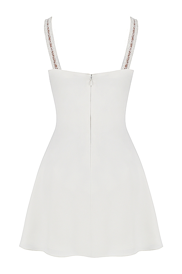 Cassandra-Ivory Satin and Lace Mini Dress