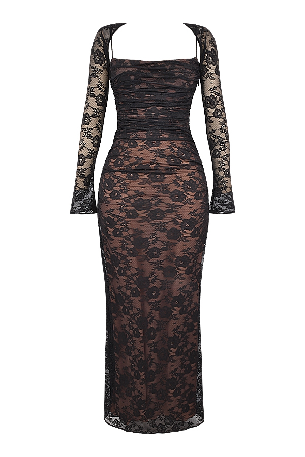 Artemis-Black Lace Maxi Dress
