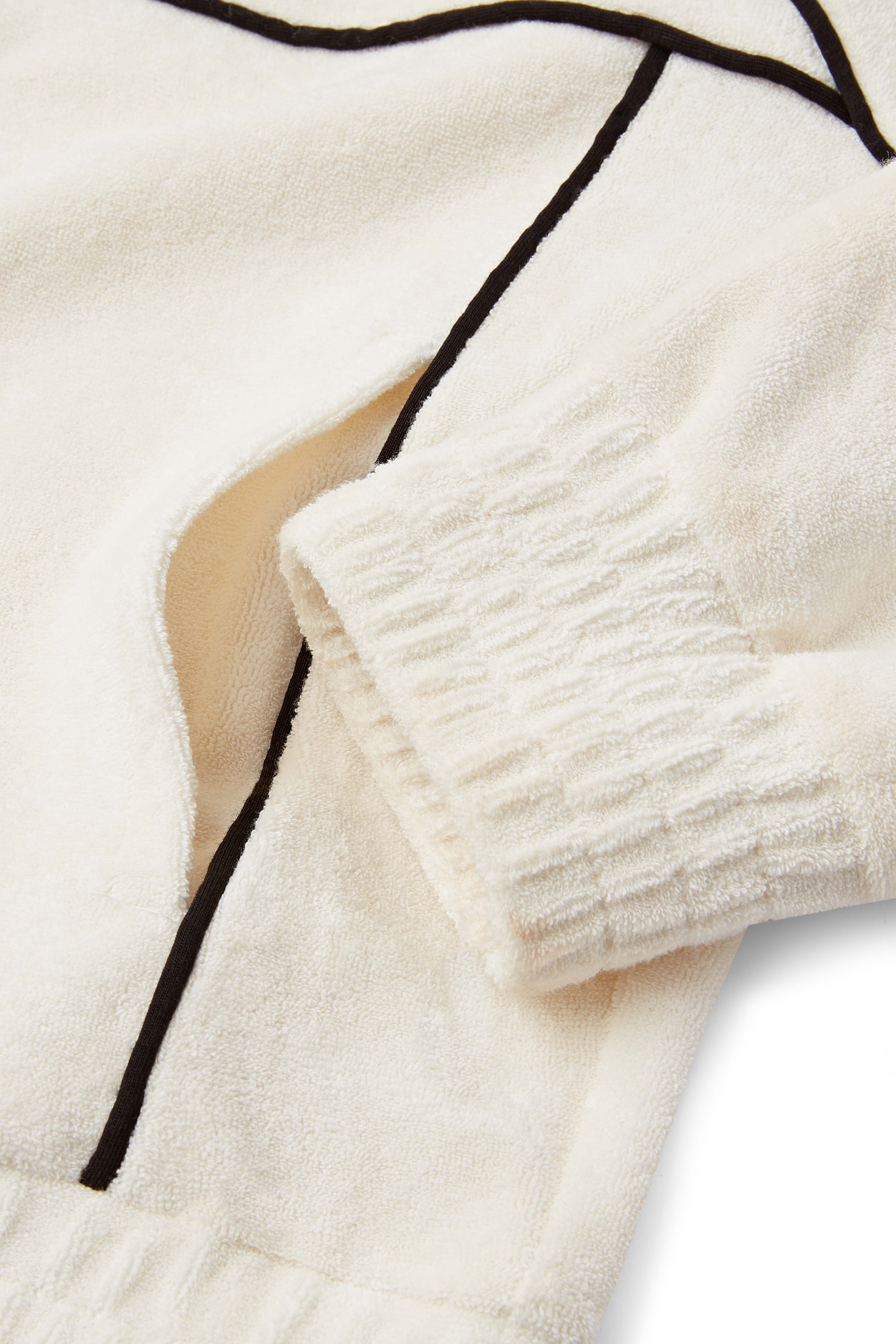 Terry Towelling Zip-Up Cropped Sweatshirt in Ivory