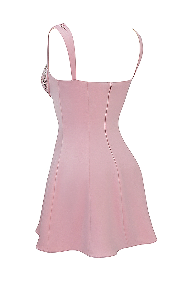 Adriana-Rose Satin And Lace Mini Dress