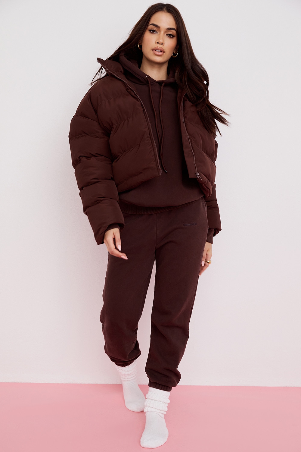 Hero-Chocolate Oversized C Shape Puffer Jacket