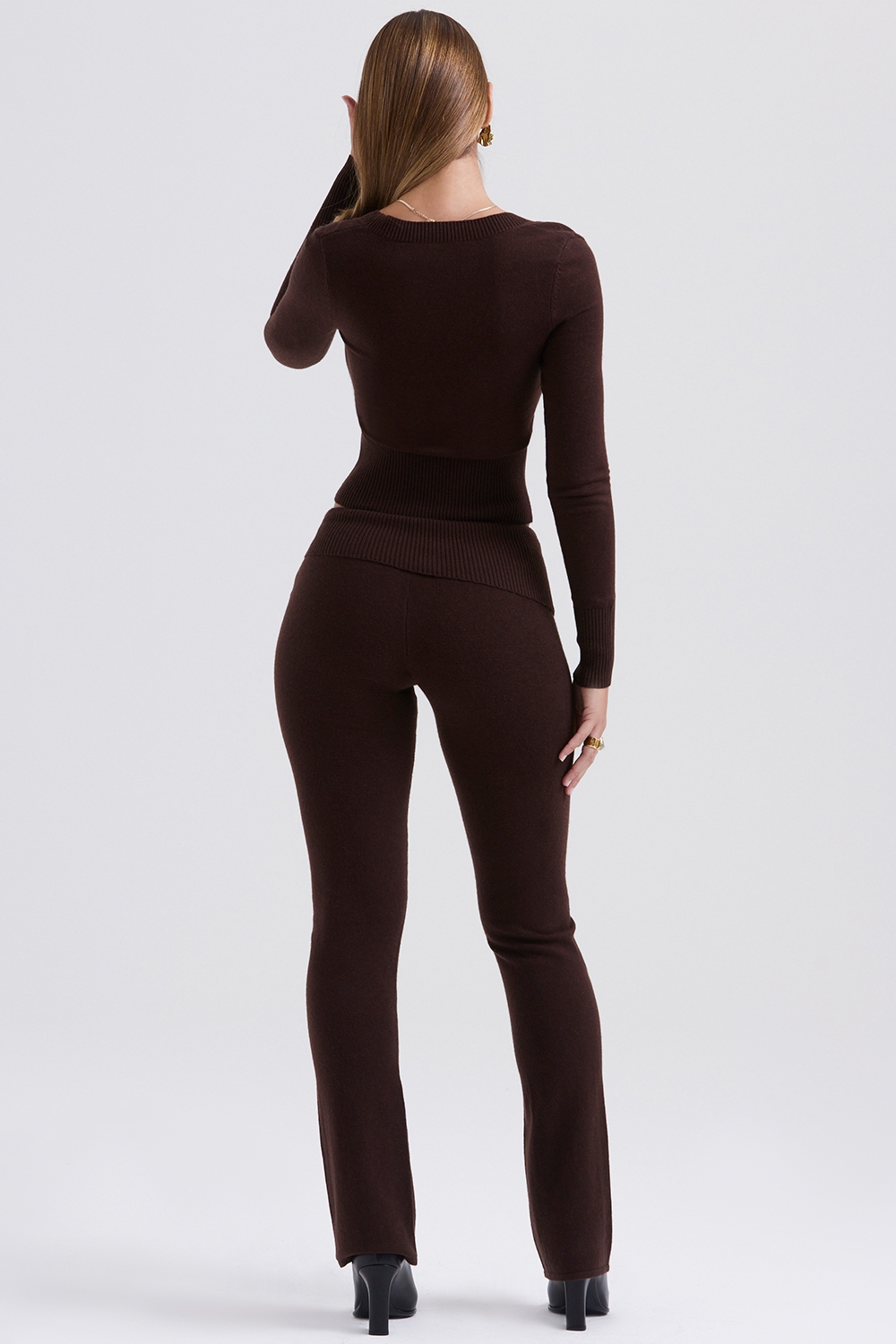 Ama-Chocolate Cashmere Blend Trousers - SALE