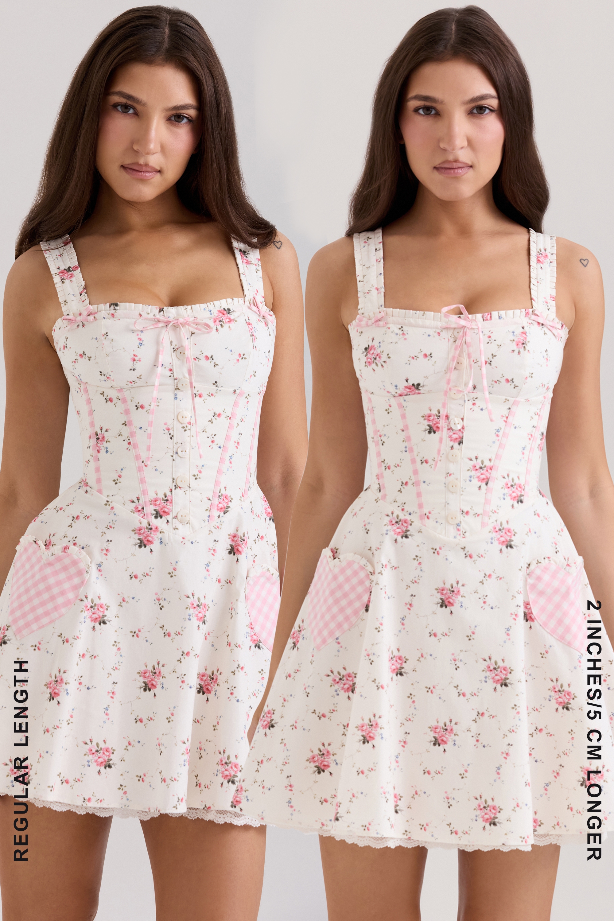 Marianella-Cream Rose Print Stretch Cotton Mini Dress