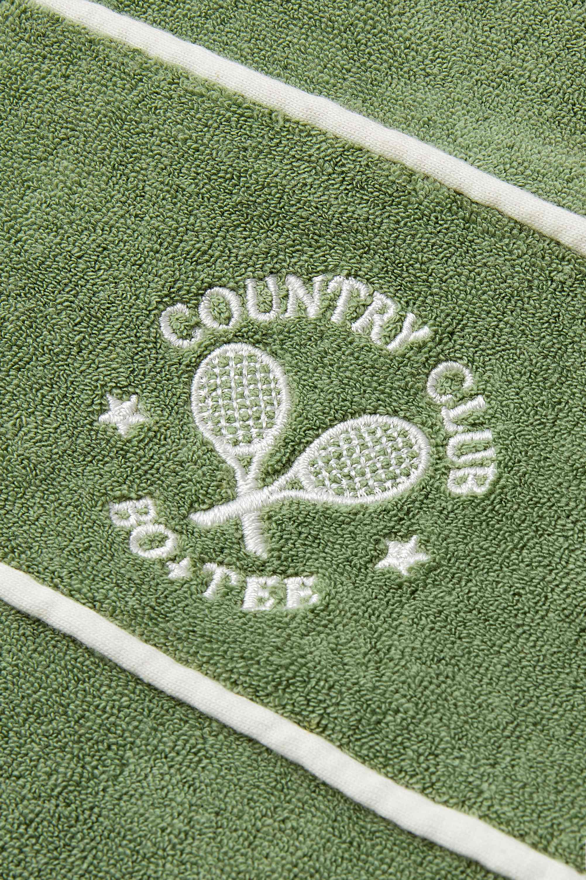 Terry Towelling Zip-Up Cropped Sweatshirt in Green