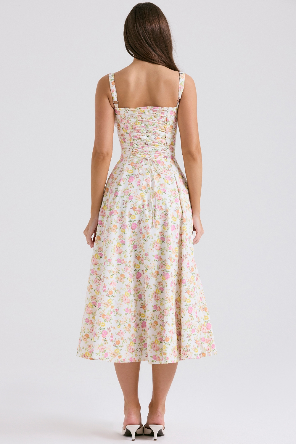Carmen-Ivory Meadow Print Cotton Bustier Sundress