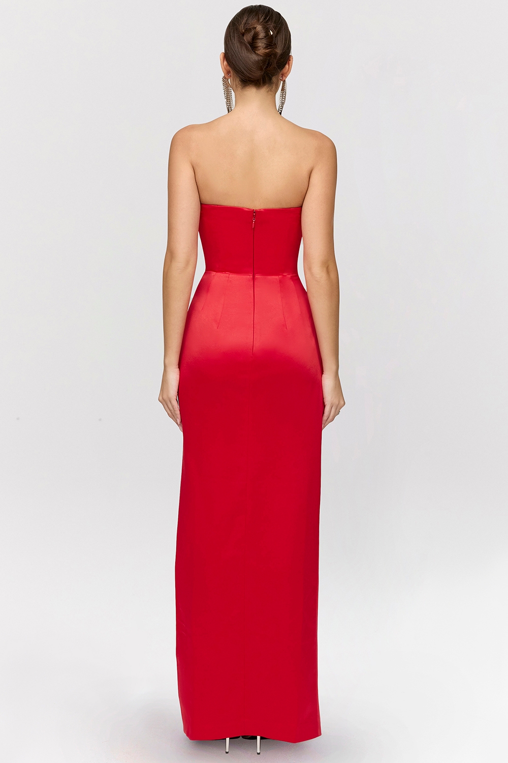 Adrienne-Scarlet Satin Strapless Gown