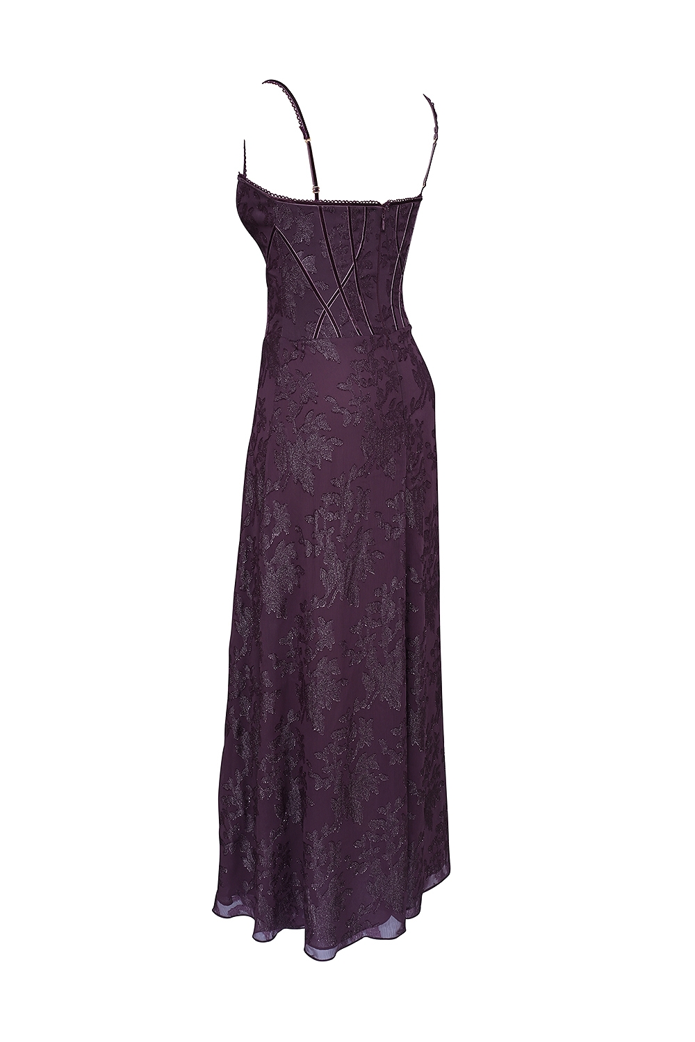 Esme-Grape Lurex Chiffon Maxi Dress