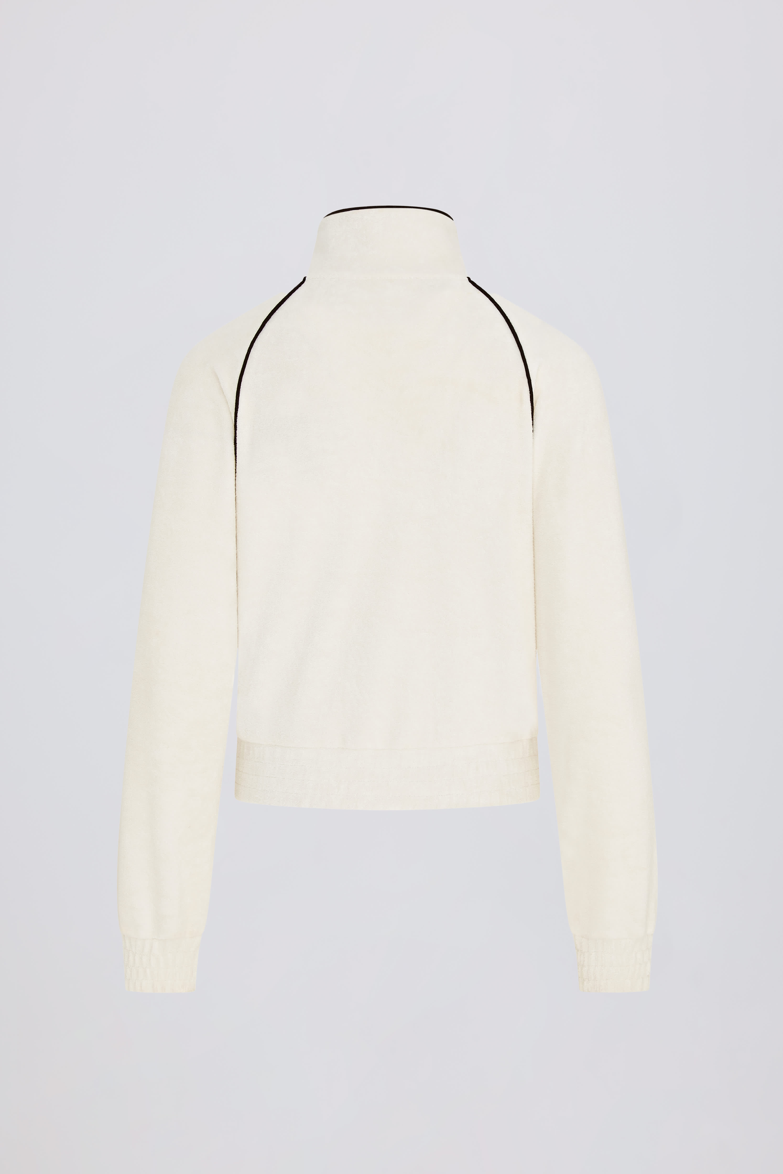 Terry Towelling Zip-Up Cropped Sweatshirt in Ivory