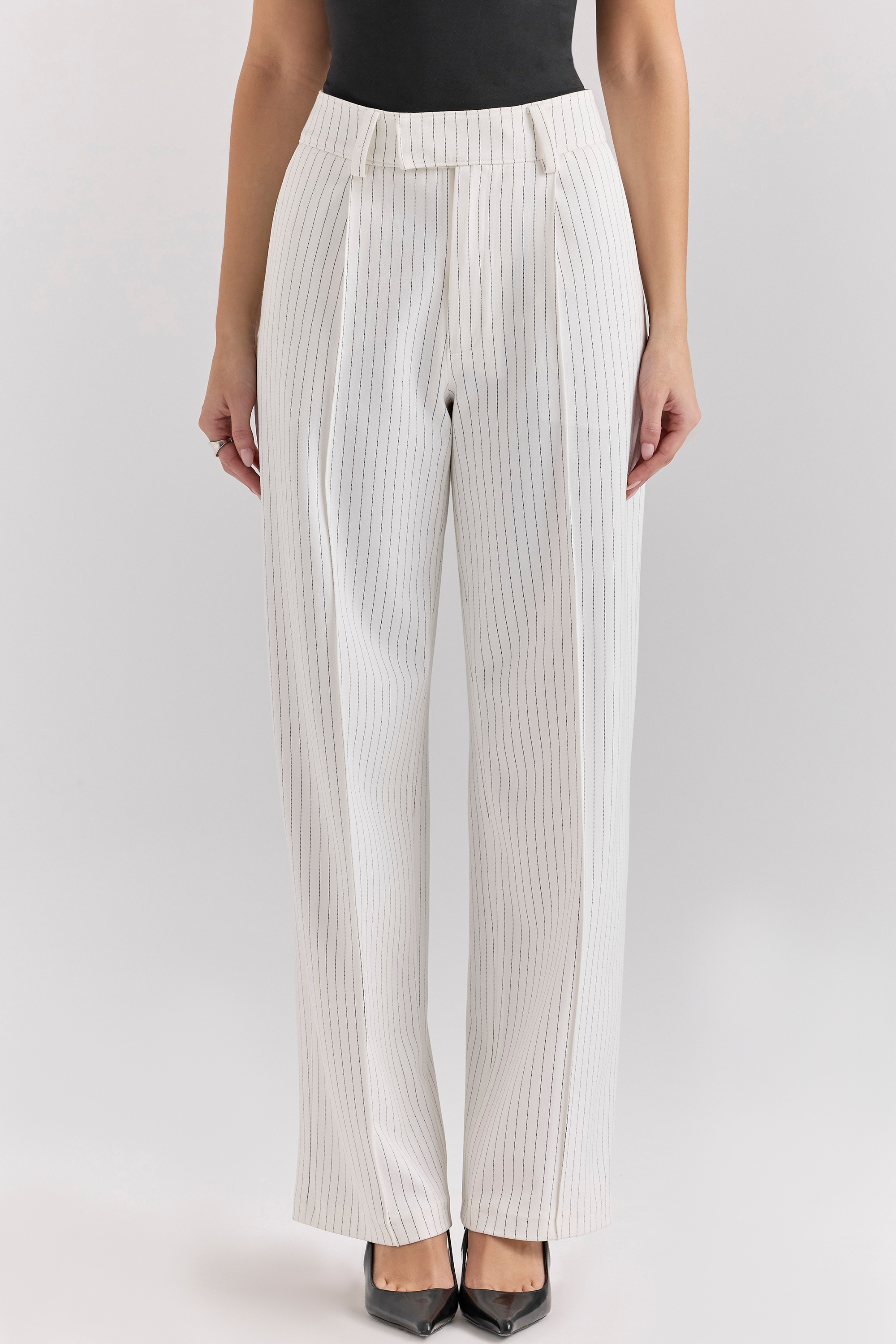 Hayden-White Pinstripe High Waist Tailored Trousers