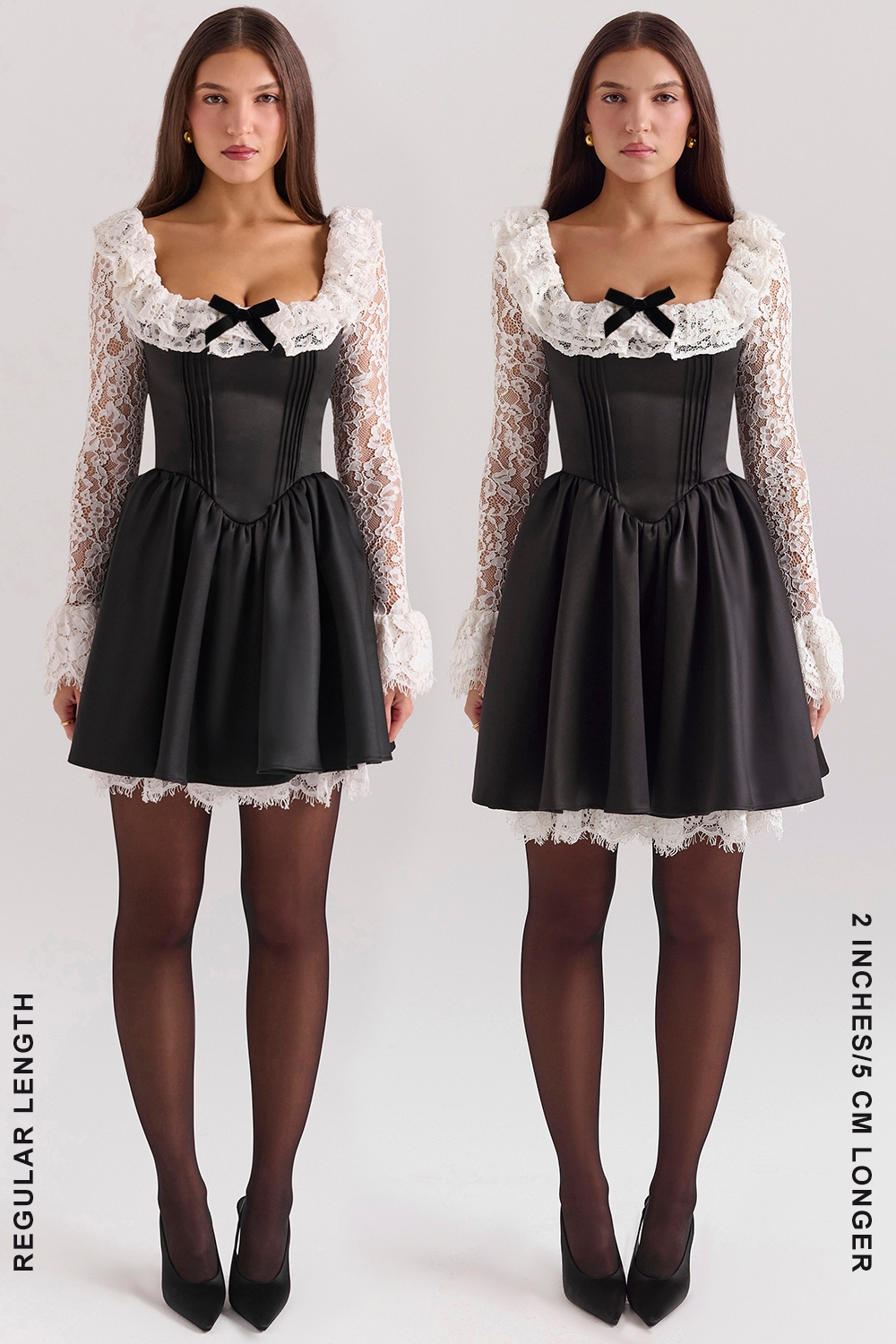 Cleora-Black Lace Ruffle Mini Dress - SALE