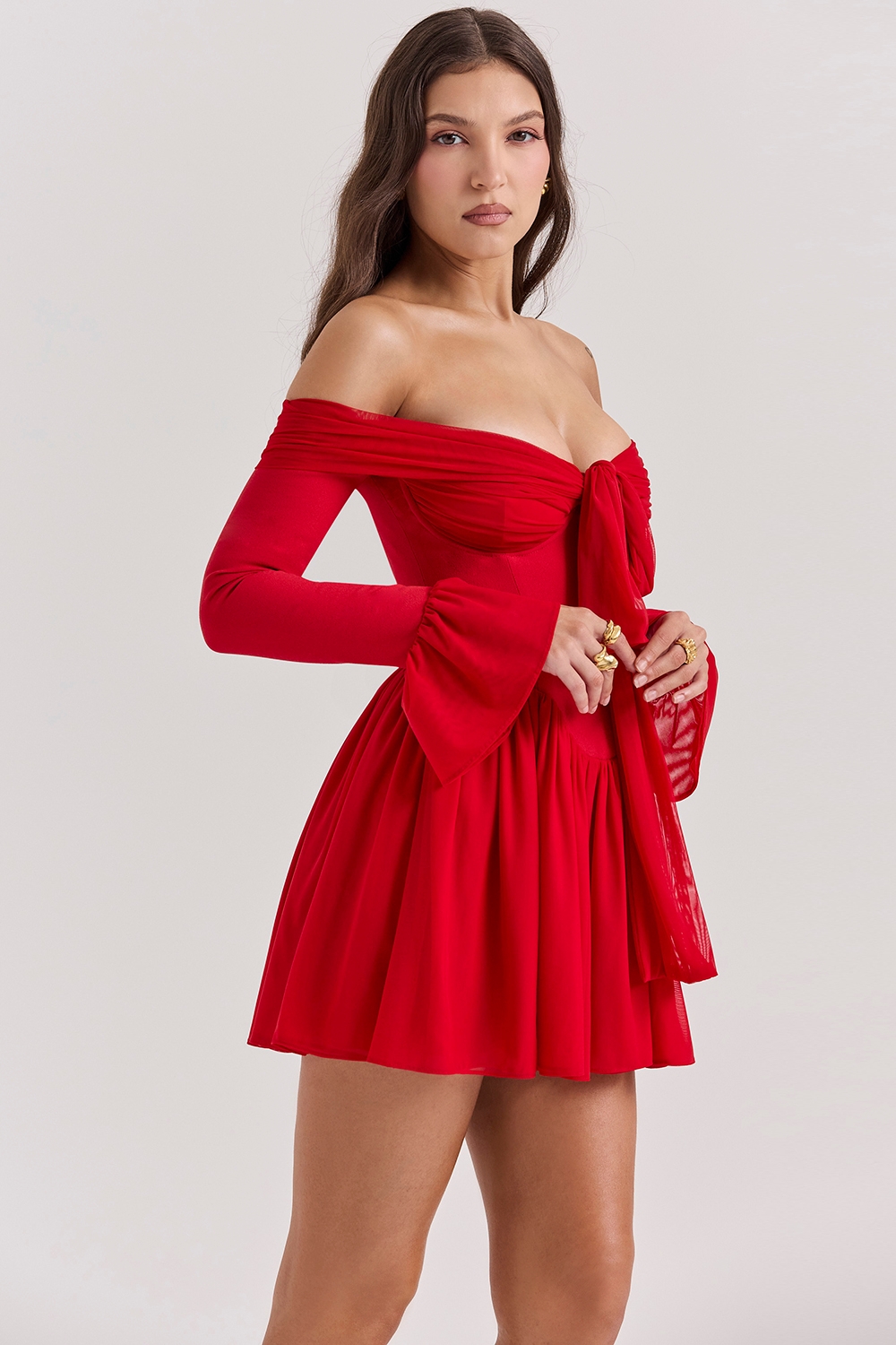 Alana-Scarlet Off Shoulder Dress