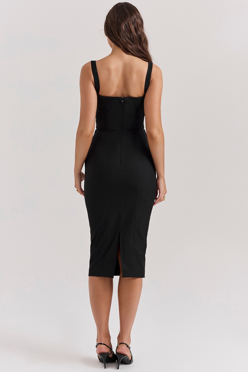 Bellissima-Black Sweetheart Midi Dress