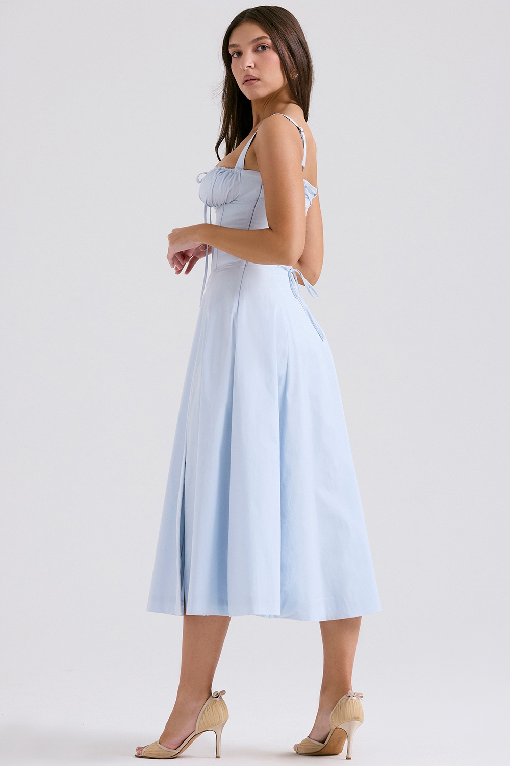 Carmen-Soft Blue Cotton Bustier Sundress