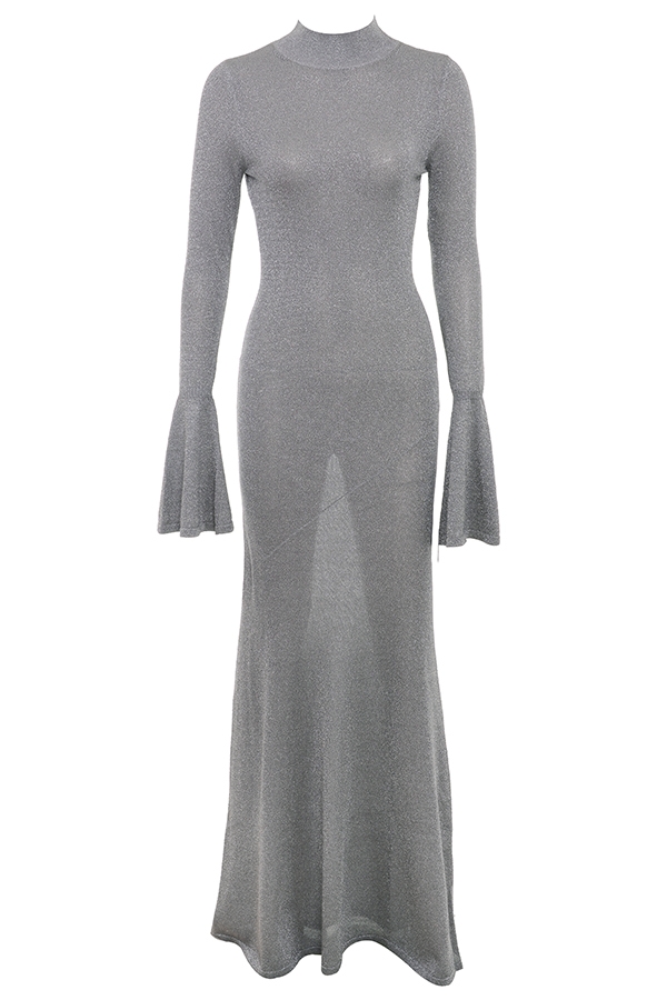 Sancha-Steel Metallic Maxi Dress