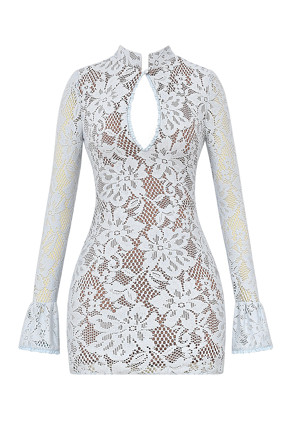 Brianna-Bluebell Keyhole Lace Mini Dress