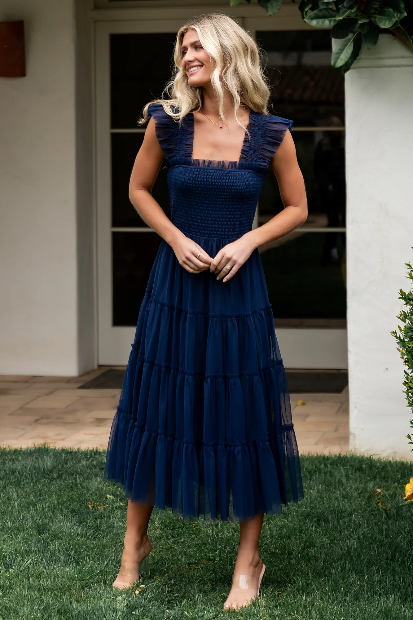 Emma Smocked Tulle Dress | Navy