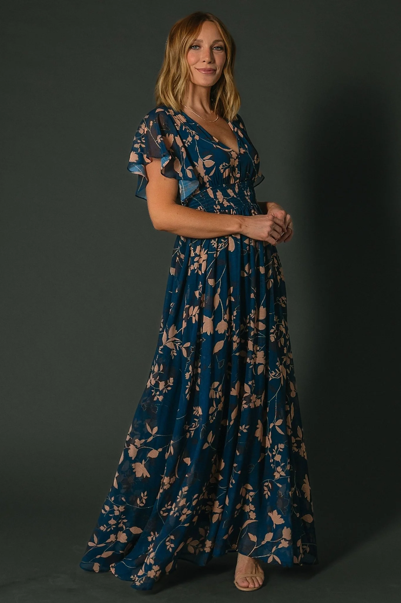 Lynlee Metallic Maxi Dress | Topaz