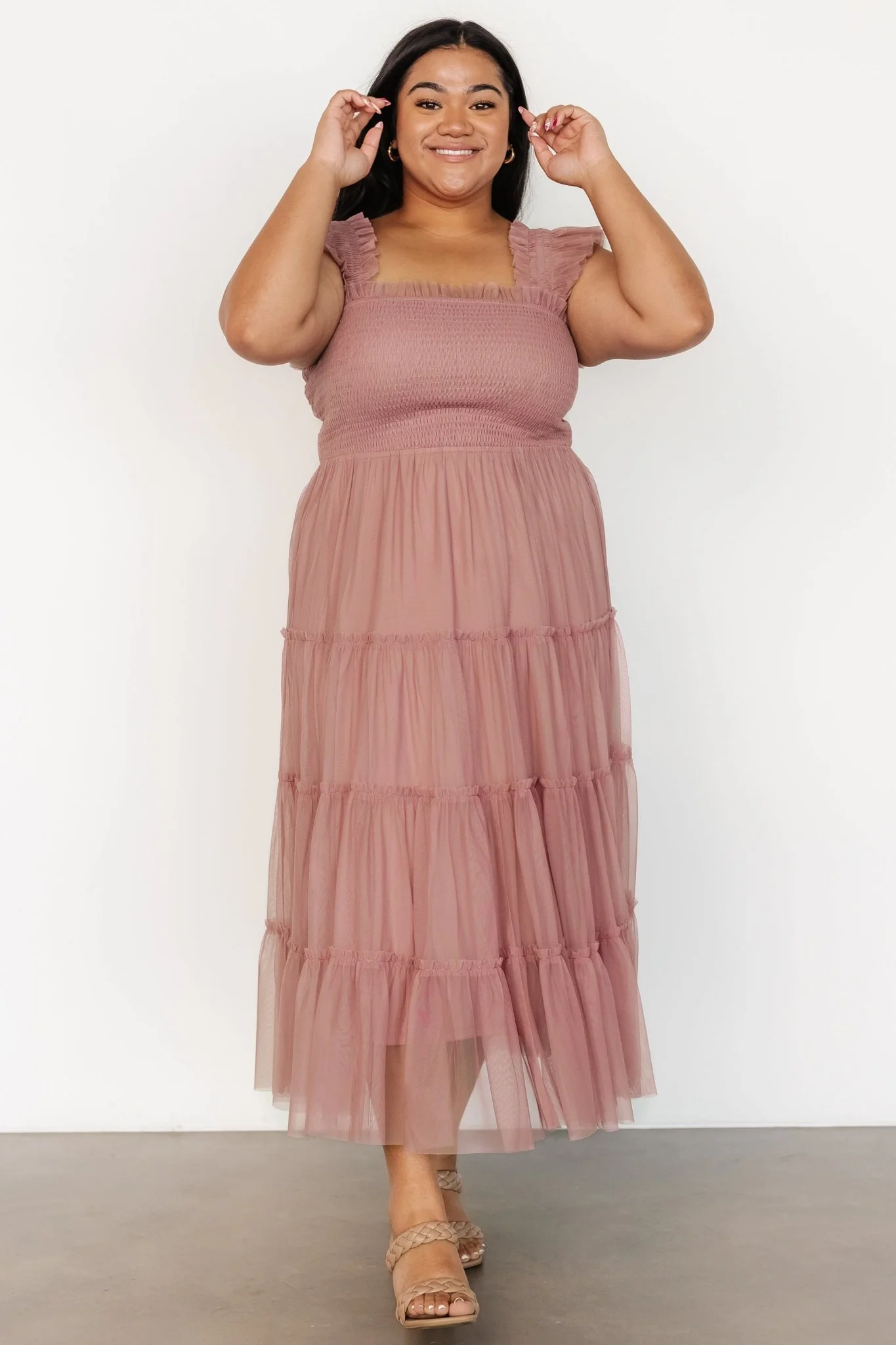 Emma Smocked Tulle Dress | Dusty Rose