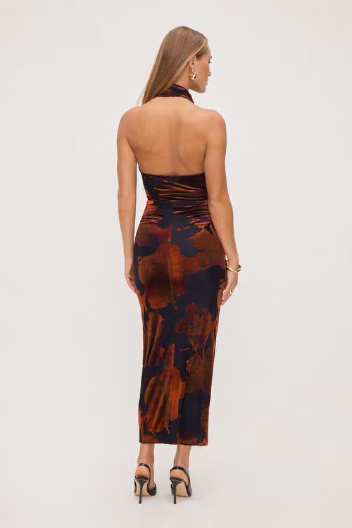 Burnout Halter Maxi Dress