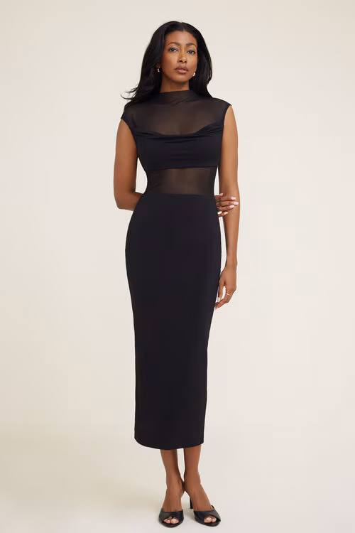 Sculpt Sheer Cowl Maxi Dress