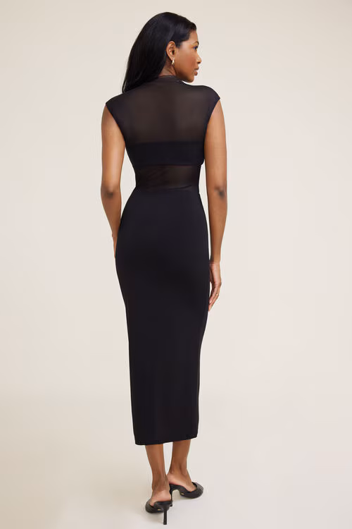 Sculpt Sheer Cowl Maxi Dress