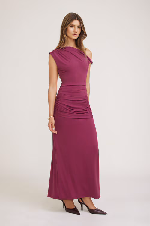 Sculpt Draped Off Shoulder Maxi Dress