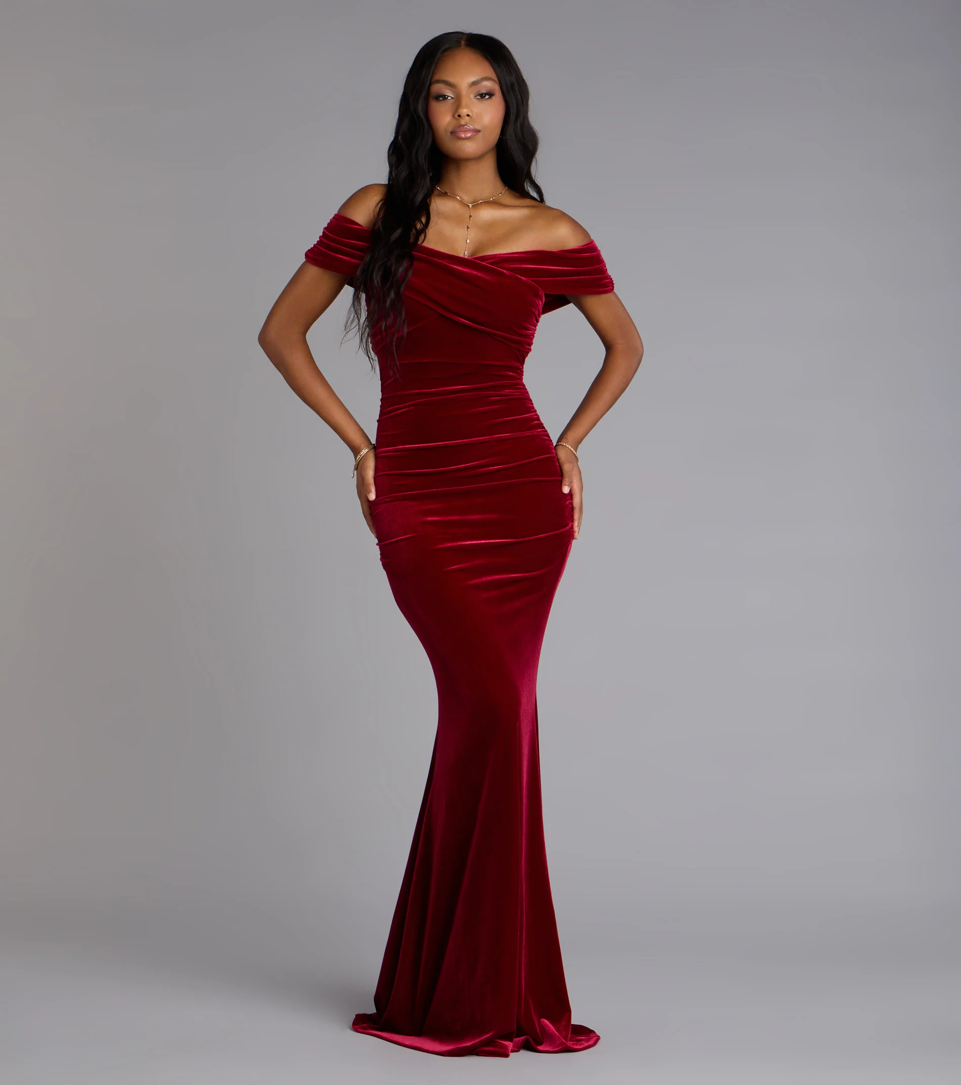 Gemma Velvet Off-The-Shoulder Mermaid Dress