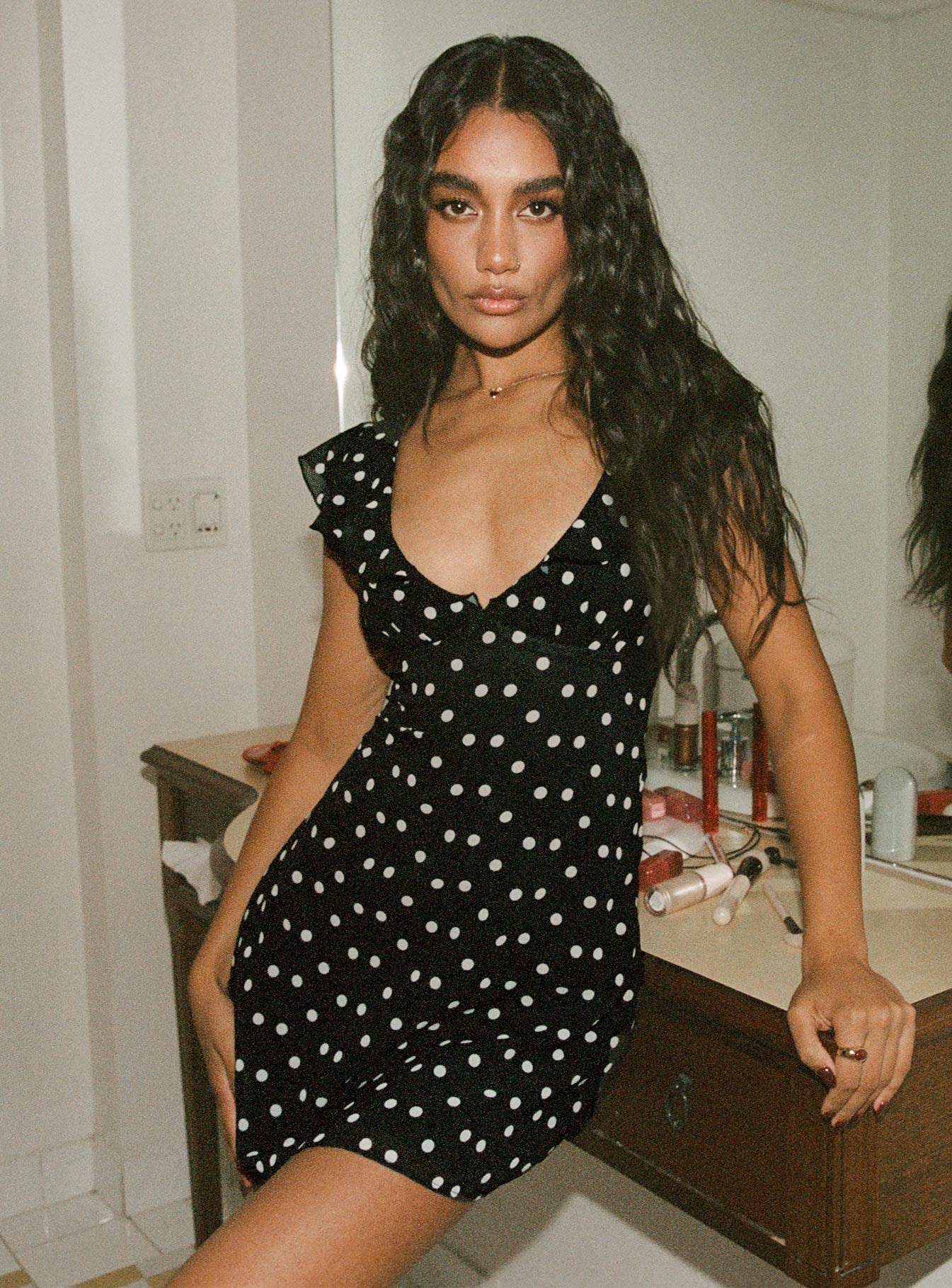 I Guess So Mini Dress Black Polka Dot